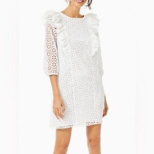 NWT Lilly Pulitzer Primm Eyelet Dress Resort White Petite Sand Dollar Eyelet Med